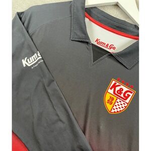 Mens Kum and Go Long Sleeve Polo Shirt M Black Red Ombre Stretch Streetwear